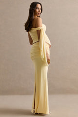 Cataleya | Lemon Maternity Low Rise Maxi Skirt With Sash Detailing