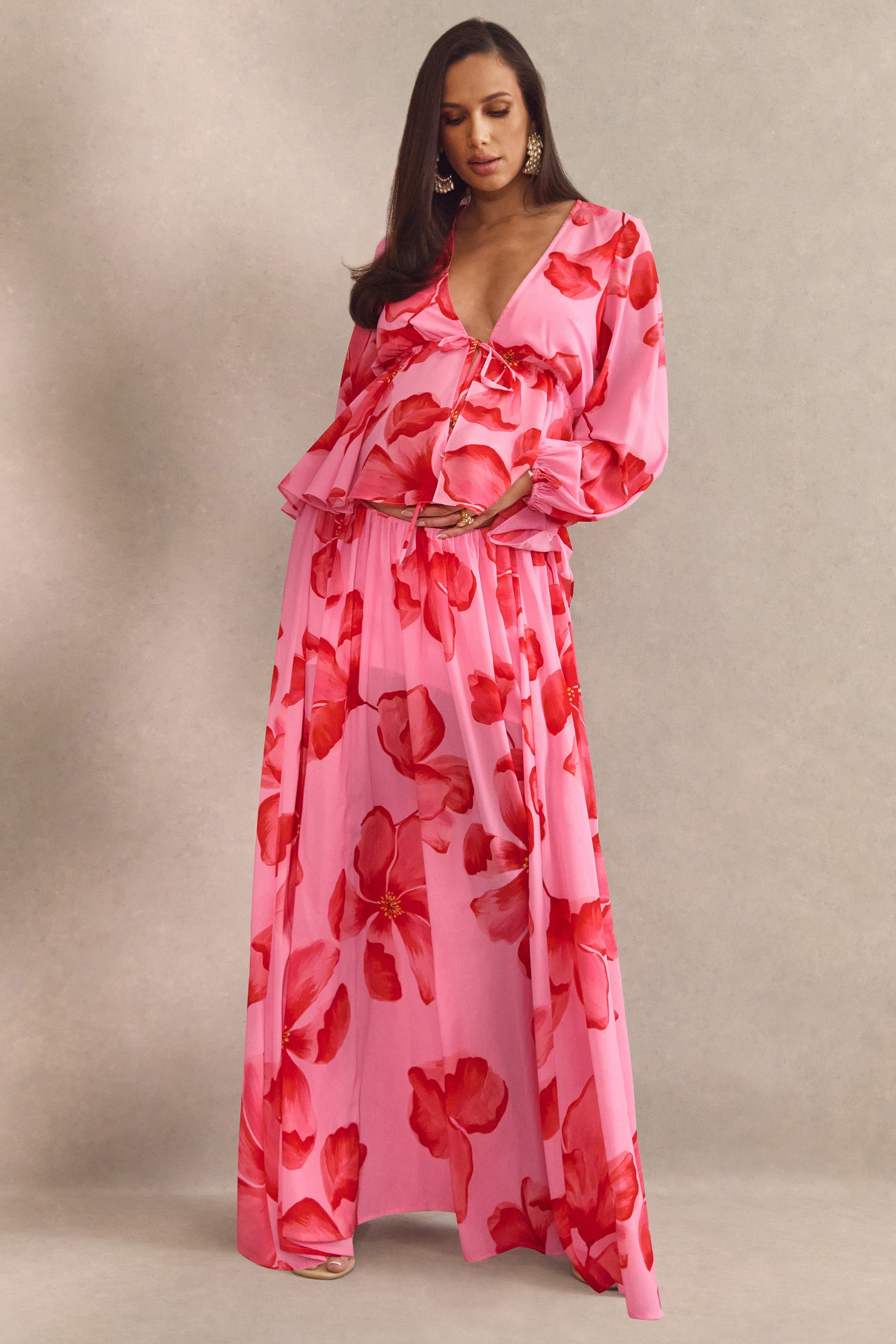 Asella | Pink Chiffon Maxi Skirt