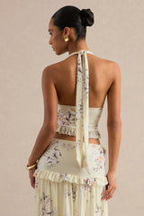 Clovia | Yellow Floral Print Halter-Neck Top