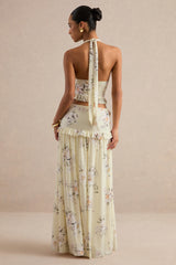 Clovia | Yellow Floral Print Maxi Skirt