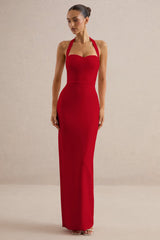 Heloira | Red Sweetheart-Neck Maxi Dress