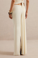 Koralia | Cream High Waist Maxi Skirt
