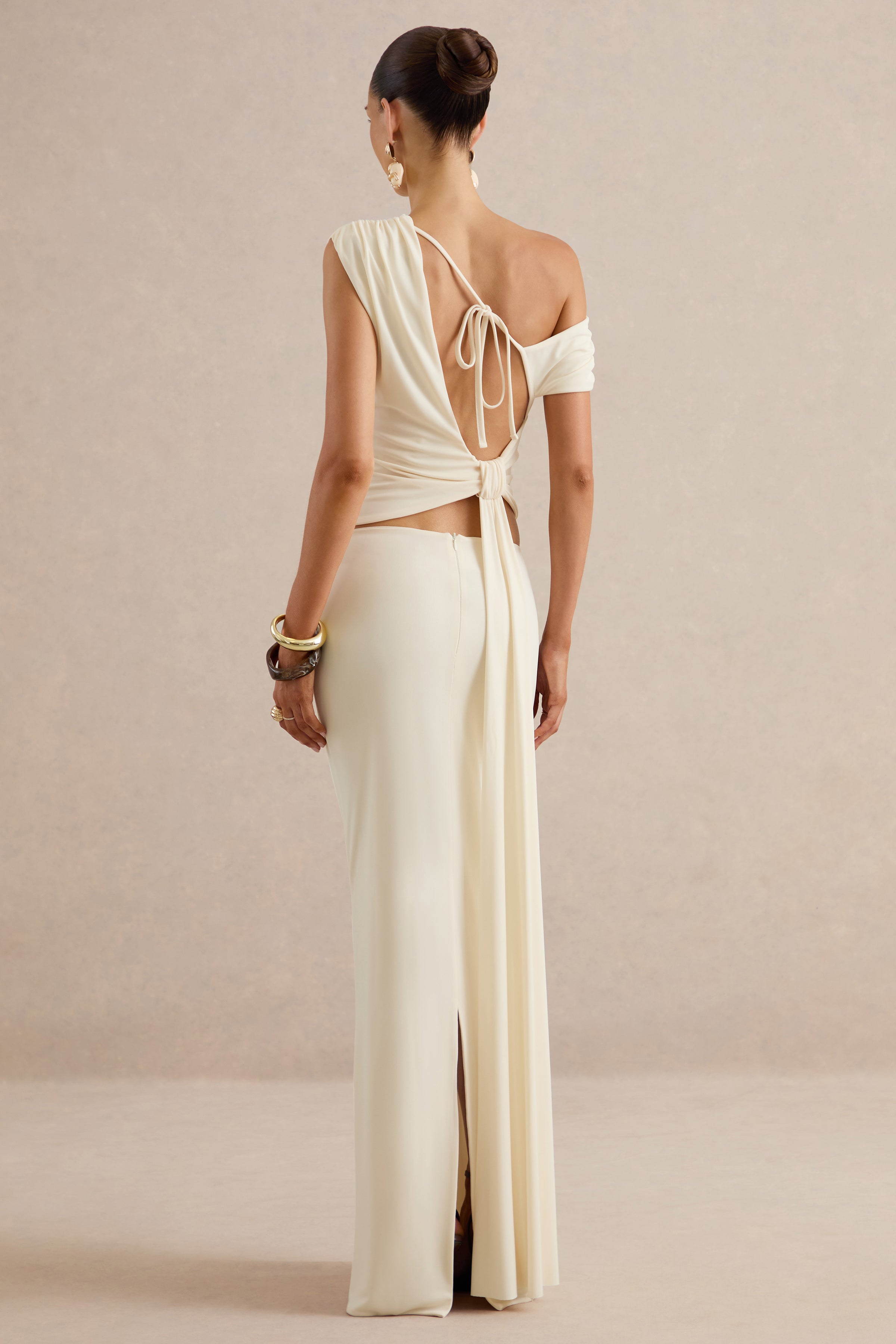 Koralia | Cream High Waist Maxi Skirt