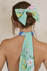 Tullia | Mint Floral Print Hair Bow