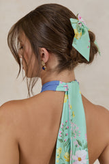 Tullia | Mint Floral Print Hair Bow