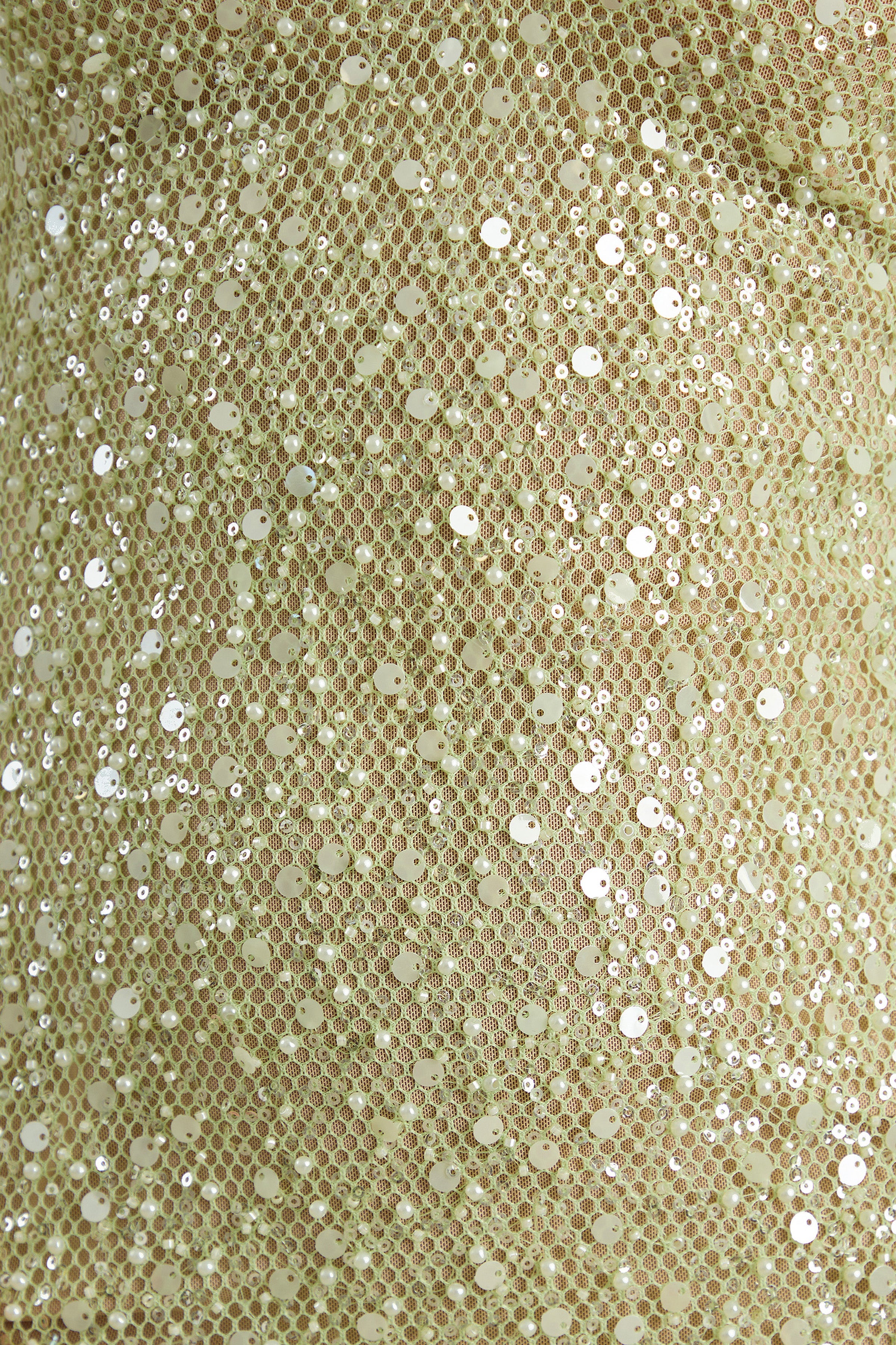 Minna | Sage Sheer Sequin Plunge-Neck Maxi Dress