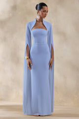 Esme | Light Blue Square-Neck Maxi Dress With Cape Sleeves