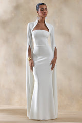 Esme | White Square-Neck Maxi Dress With Cape Sleeves