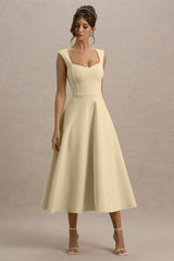 Andromeda | Lemon Sweetheart-Neck Midi Dress