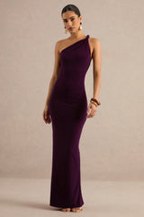 Indalie | Plum Twisted Asymmetric-Neck Maxi Dress