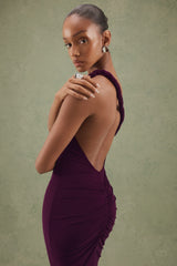 Indalie | Plum Twisted Asymmetric-Neck Maxi Dress