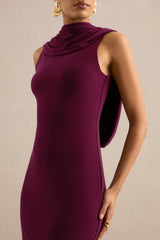 Jolina | Burgundy High-Neck Maxi Dress