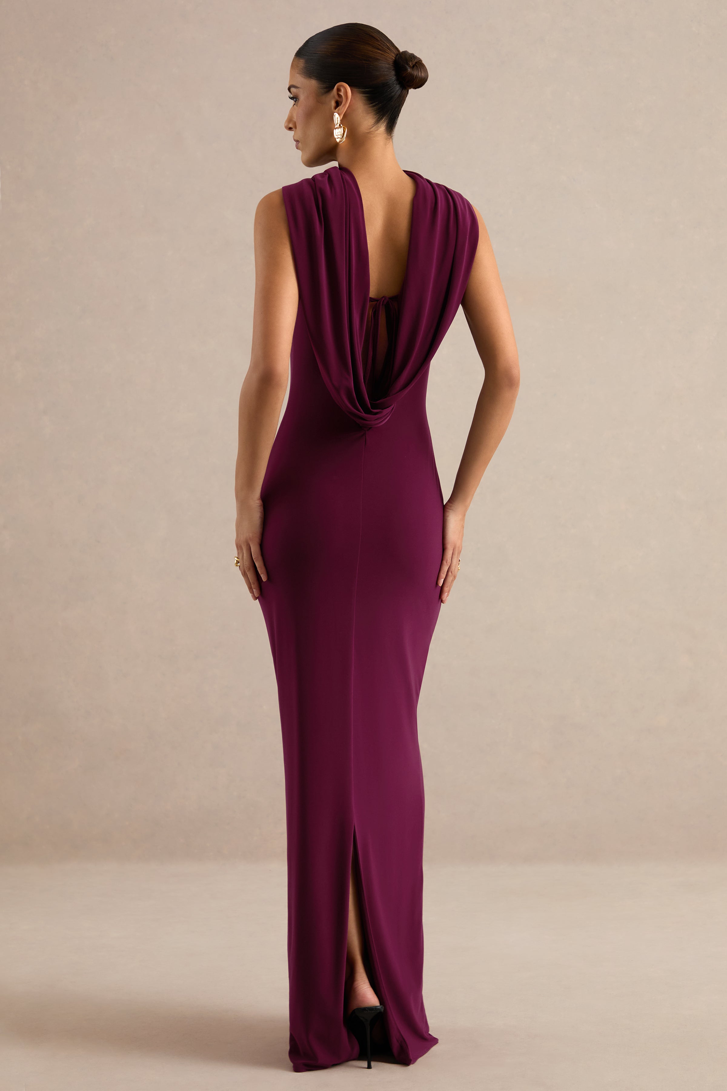 Jolina | Burgundy High-Neck Maxi Dress