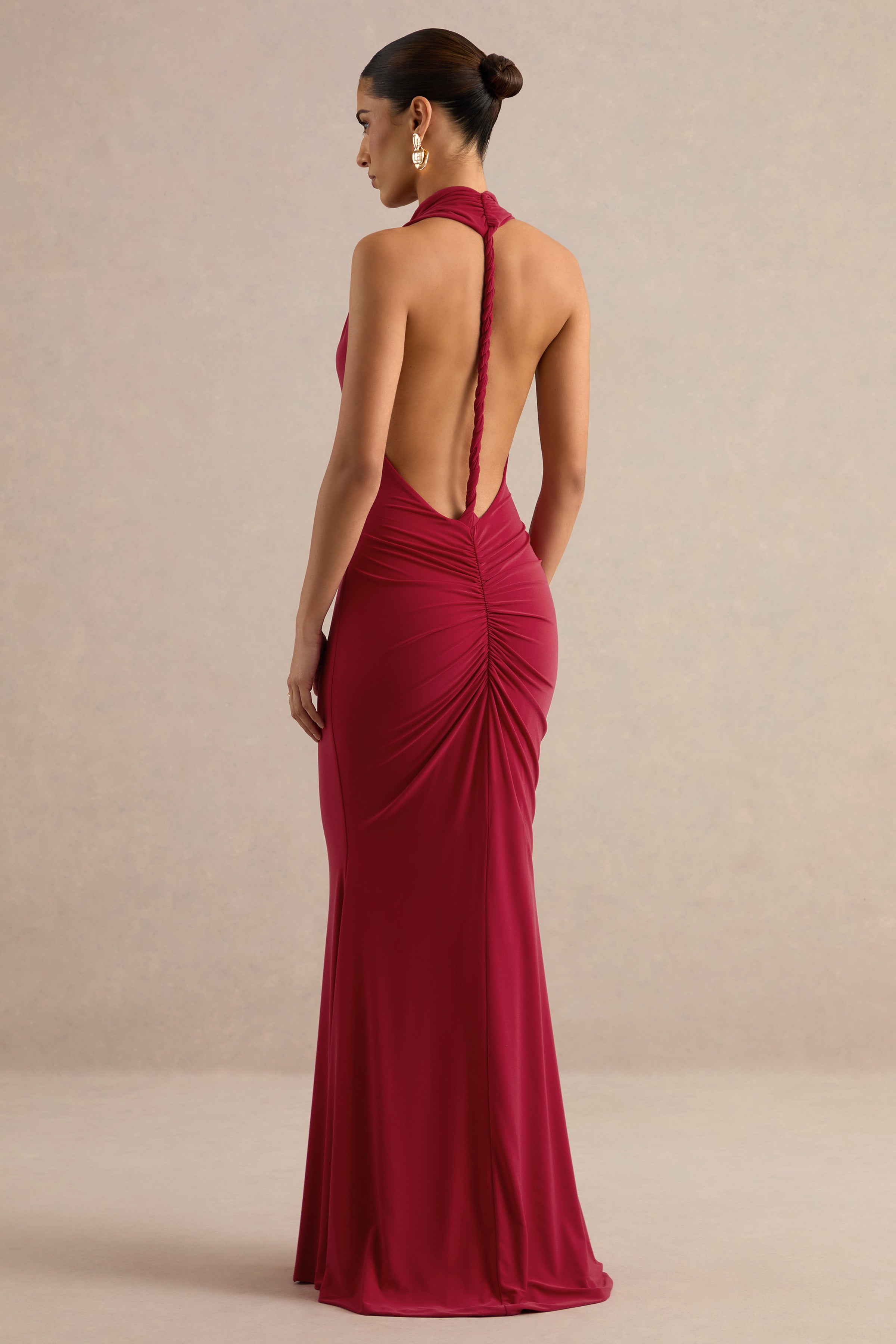 Lyrielle | Red Halter-Neck Maxi Dress
