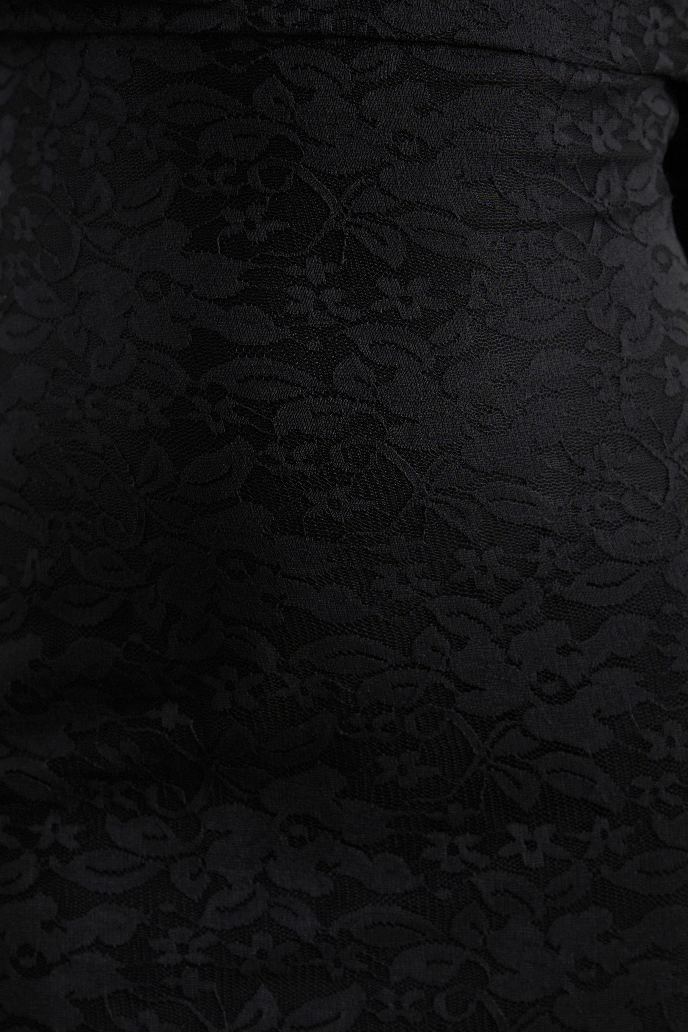 Maelora | Black Lace Bardot-Neck Maxi Dress With Scarf