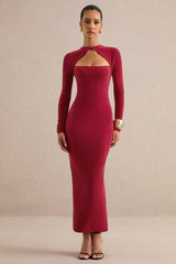 Felicienne | Red High-Neck Maxi Dress With Twisted Cut-Out