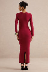 Felicienne | Red High-Neck Maxi Dress With Twisted Cut-Out