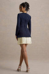 Lysette | Navy Sweetheart Long-Sleeve Mini Dress
