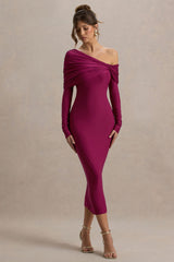 Cleo | Burgundy Bodycon Midi Dress