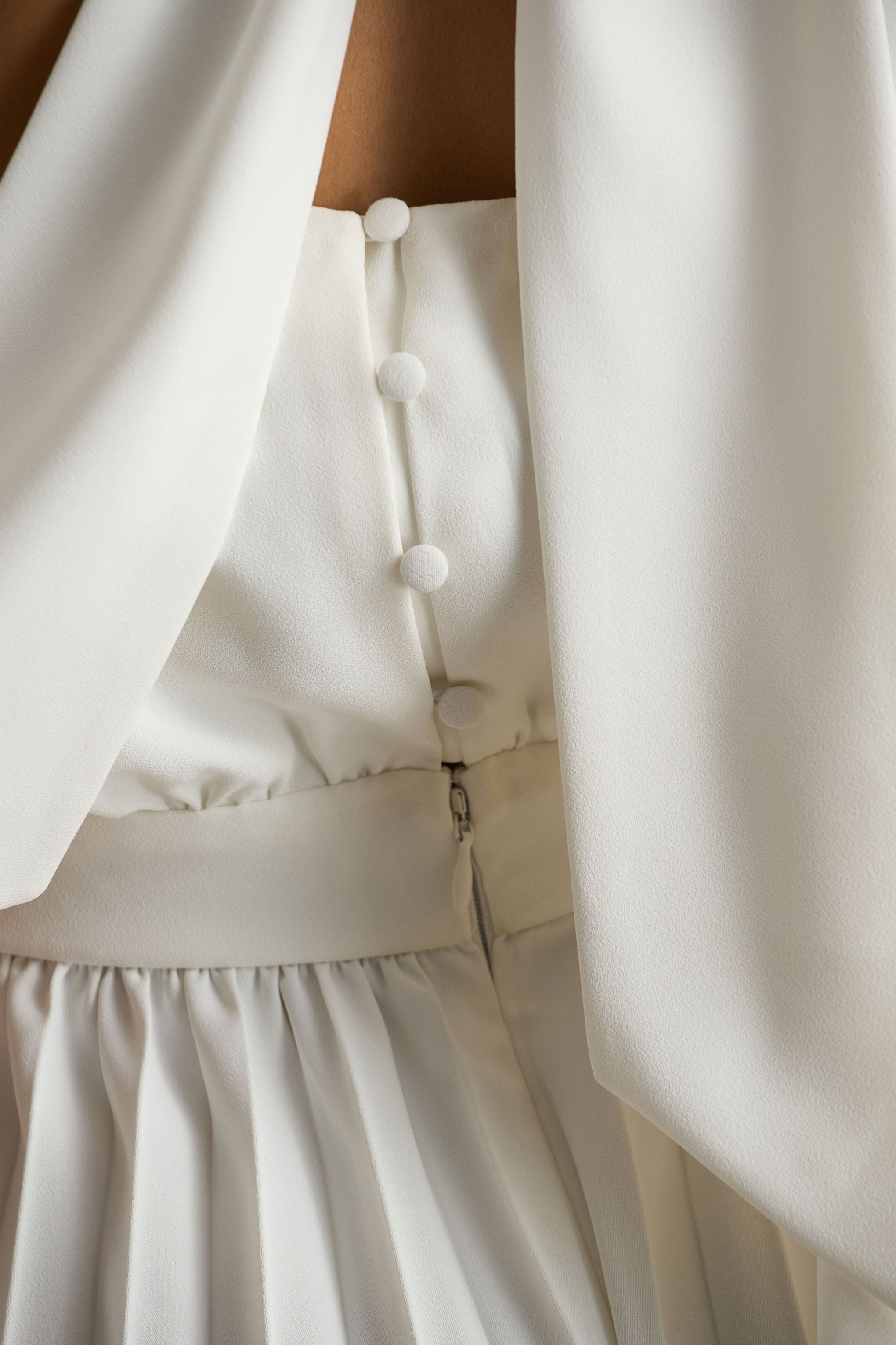 Paradise | White Cape-Sleeve Jumpsuit